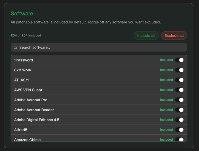 Patch policy - included software